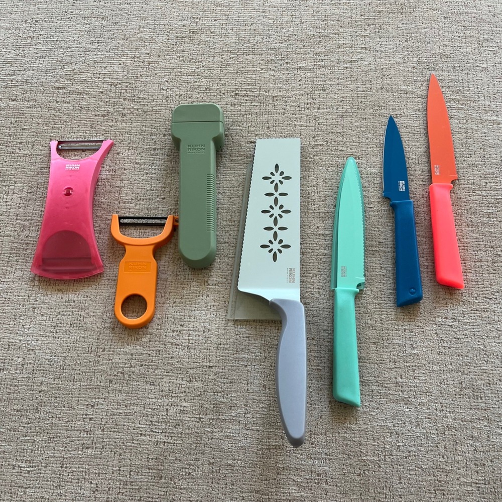 Kuhn Rikon 7 Piece Kitchen Tool Set Knives Can Opener Peelers Swiss Design Multi
